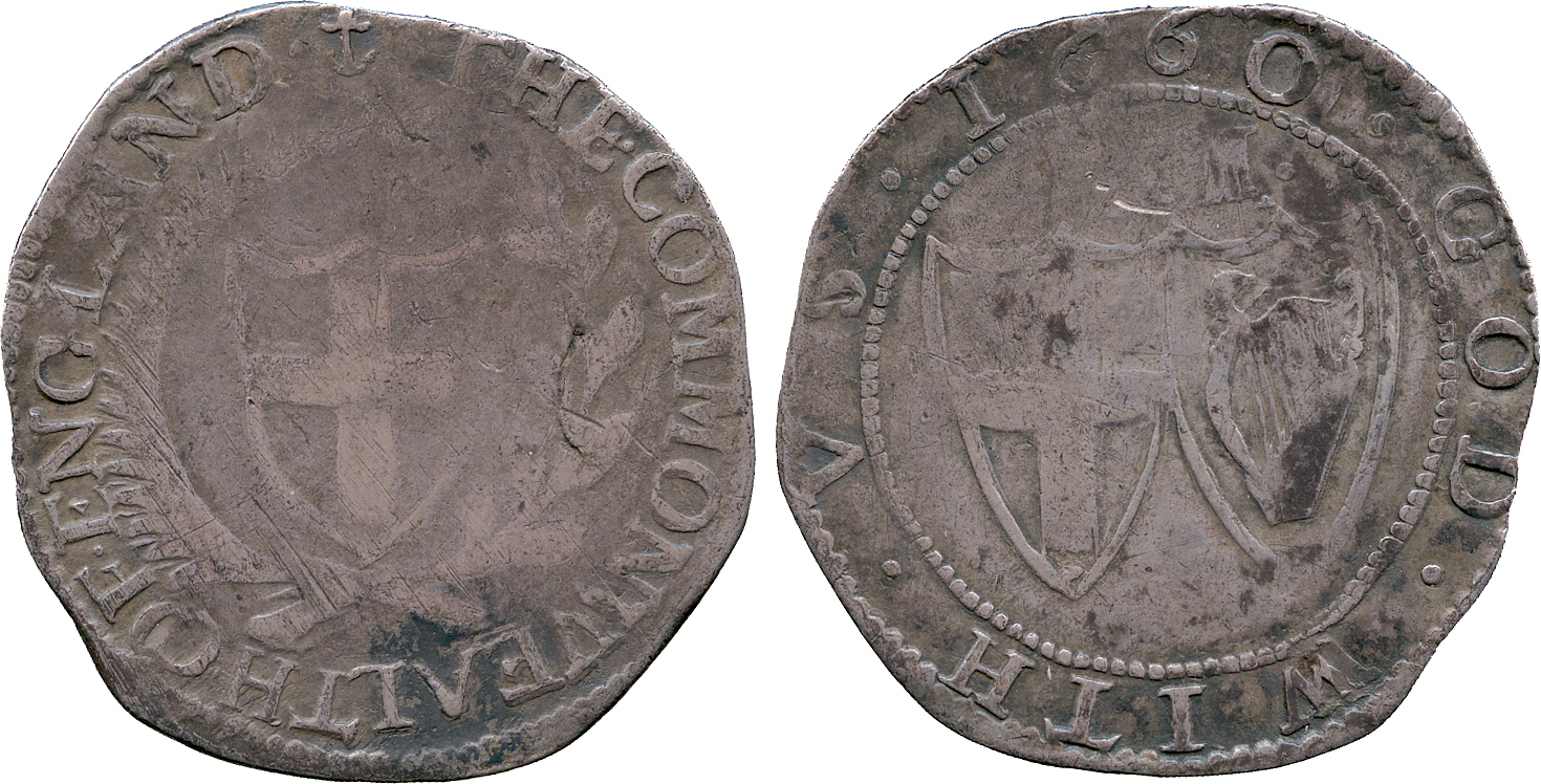 BRITISH COINS, Commonwealth, Silver Shilling, 1660, English shield within laurel and palm branch,