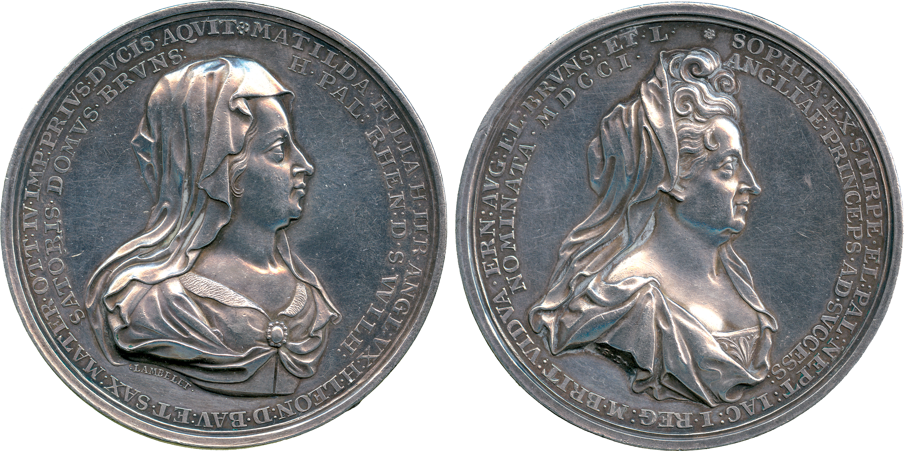 COMMEMORATIVE MEDALS, BRITISH MEDALS, Princess Matilda and the Electress Sophia, Silver Medal, 1701,