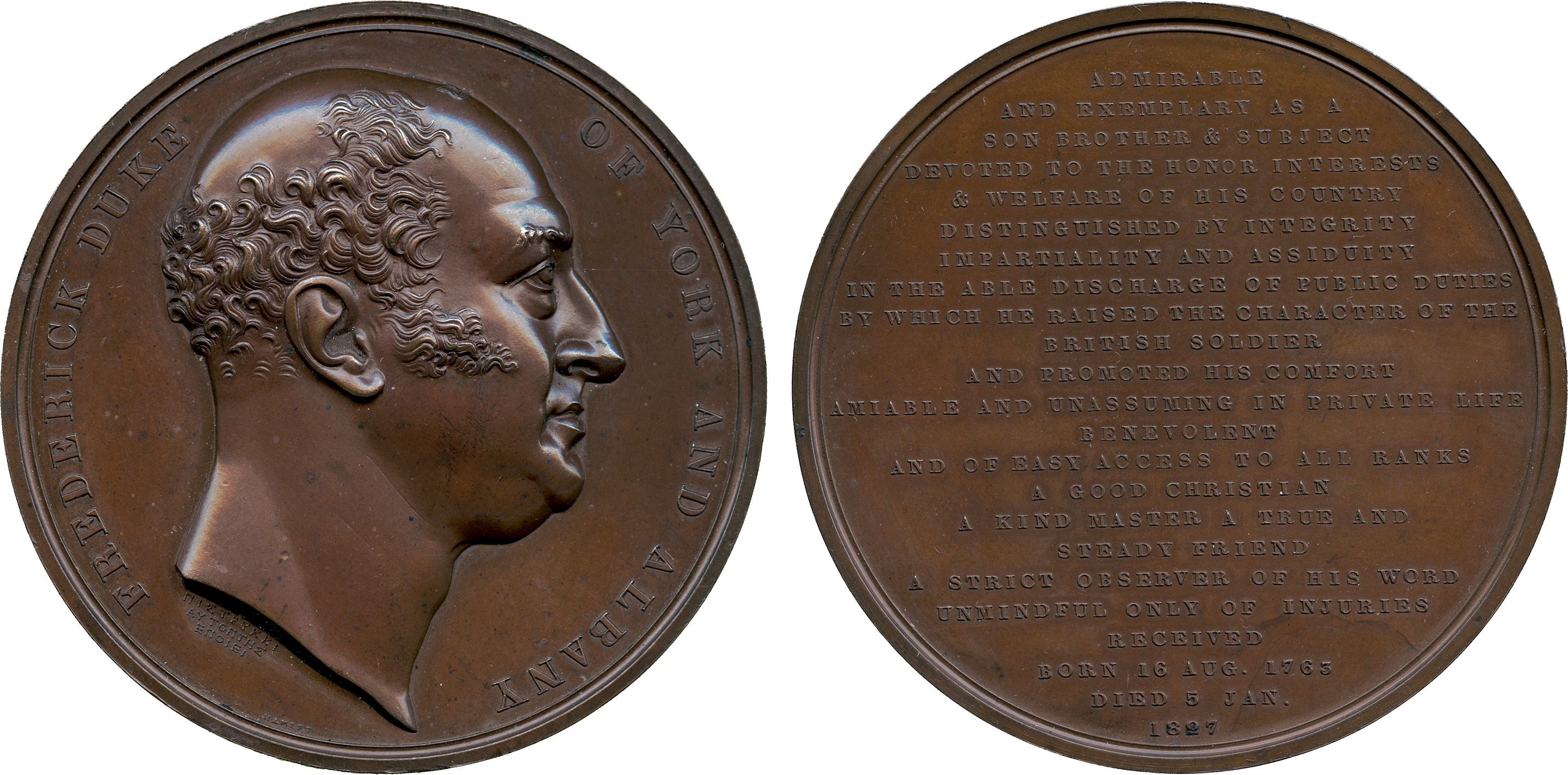 COMMEMORATIVE MEDALS, BRITISH MEDALS, Medals by Benetto Pistrucci (1783-1855), Frederick, Duke of