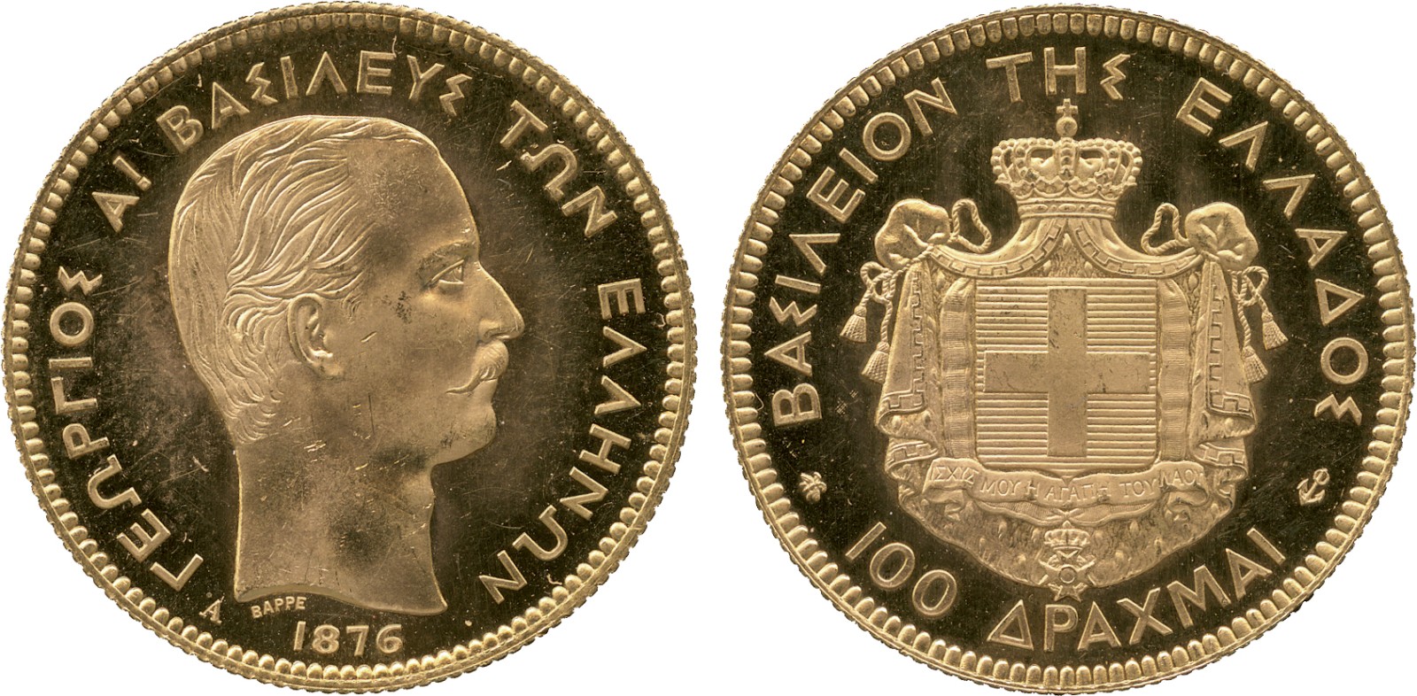 EUROPEAN COINS FROM THE ÅKE LINDÉN COLLECTION, GREECE George I (1863-1913), Gold 100-Drachmai,