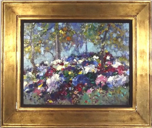 STANLEY H. GARDINER.
Flowers & trees. Oil on canvas. Unsigned.
35 x 44cm.