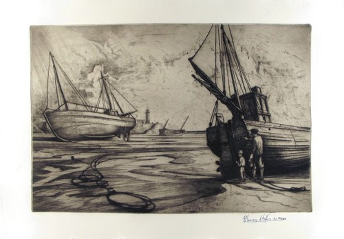 EDWARD BOUVERIE HOYTON.
'Low Tide, St. Ives.' Etching. Signed.
30 x 44.5cm. Unframed.
