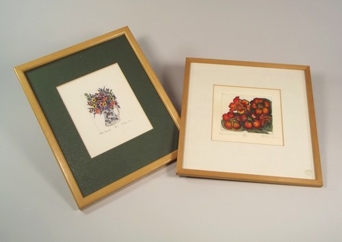 C. MAUNDER.
'Nasturtiums.' & 'Floribunda.' Two coloured etchings. Each signed, titled & numbered.