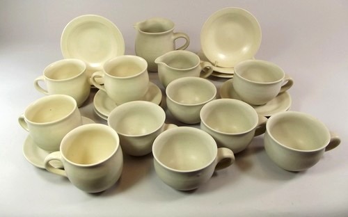 ALAN BROUGH.
A quantity of Alan Brough celadon glazed porcelain teaware.