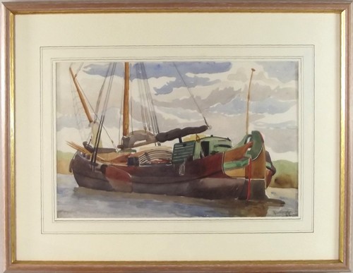 RALPH TODD.
Sailing barge. Watercolour. Signed.
20 x 34cm.
