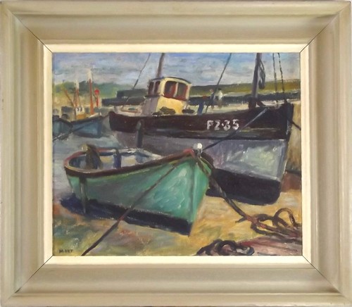 MARJORIE MORT.
Old Harbour, Newlyn. Oil on board. Signed. Inscribed, titled & dated 1957 to reverse.