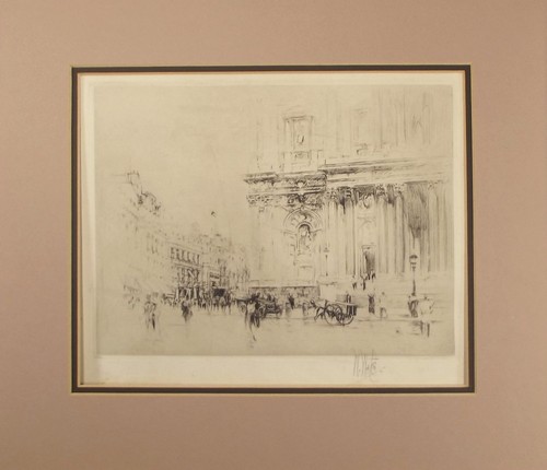 WILLIAM WALCOT.
'Corner of St. Paul's.' Etching. Signed.
18 x 23cm. Unframed.