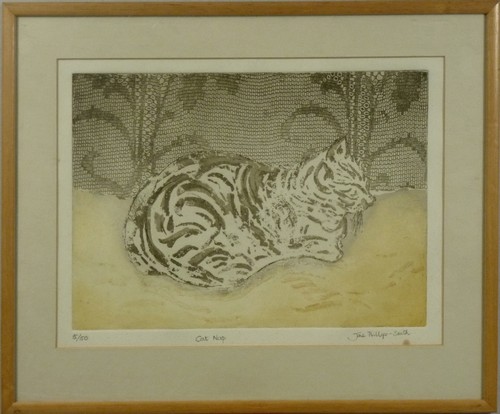 JANE PHILLIPS-SMITH.
'Catnap.' Etching. Signed, titled & numbered 5/50.
22 x 29.5cm.