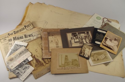 MINING INTEREST EPHEMERA.
Photographs & miscellaneous paper ephemera relating to Cornish &