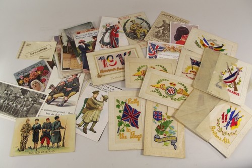 WWI POSTCARDS.
A quantity of silk embroidered postcards including RFC, Australia & New Zealand etc