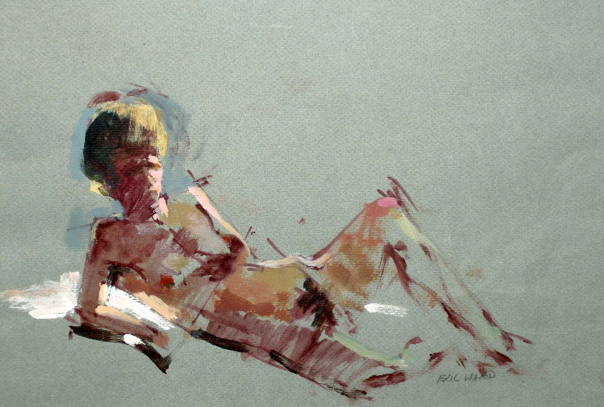 Eric Ward (1945-) Nude Study, mixed media on paper, signed 10" x 14"