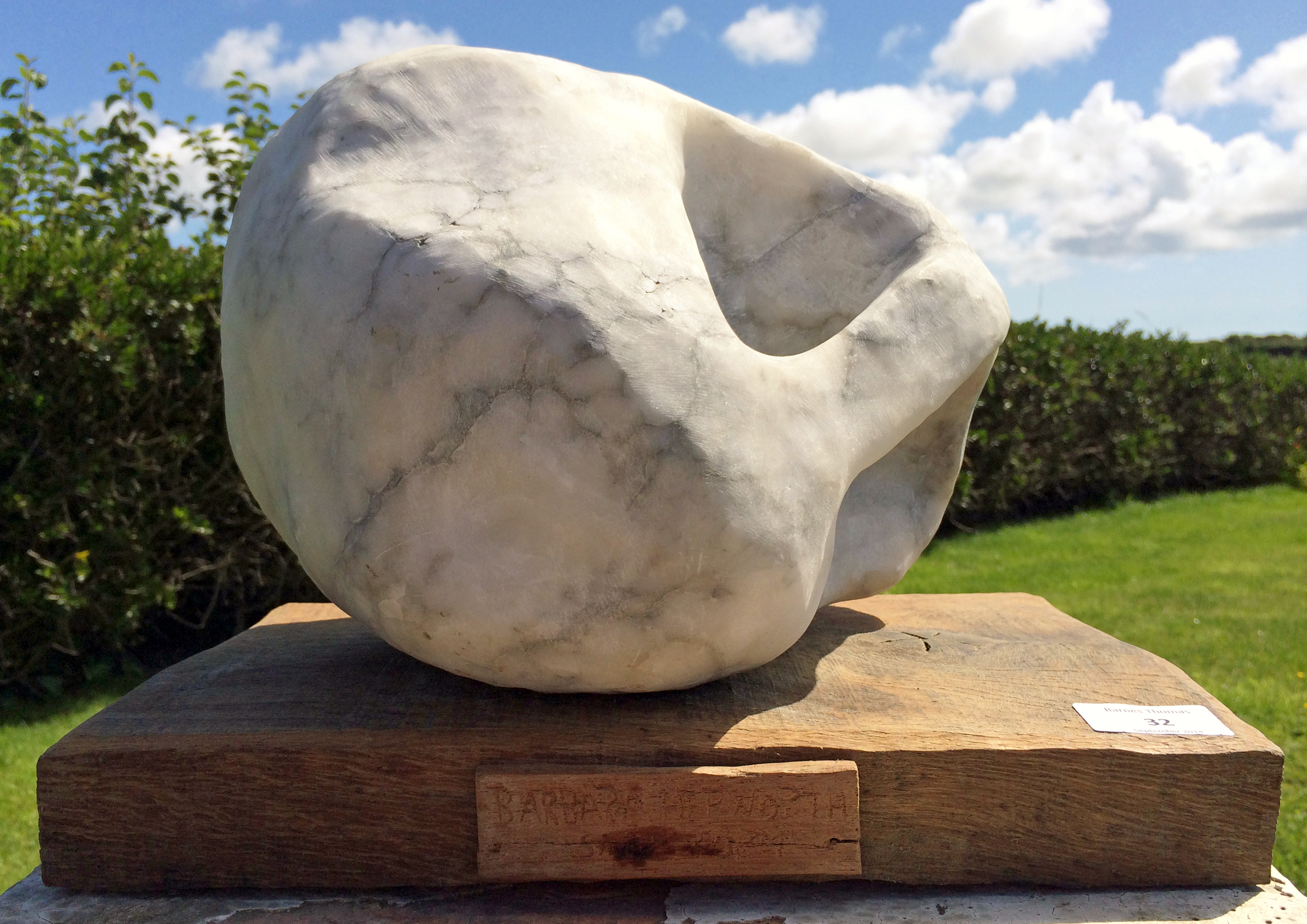 After Dame Barbara Hepworth (1903-1975) Single Form, alabaster, UNSIGNED Approx. 11" tall