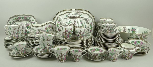 A Coalport porcelain part dinner, tea and coffee service decorated in the 'Indian Tree' pattern,