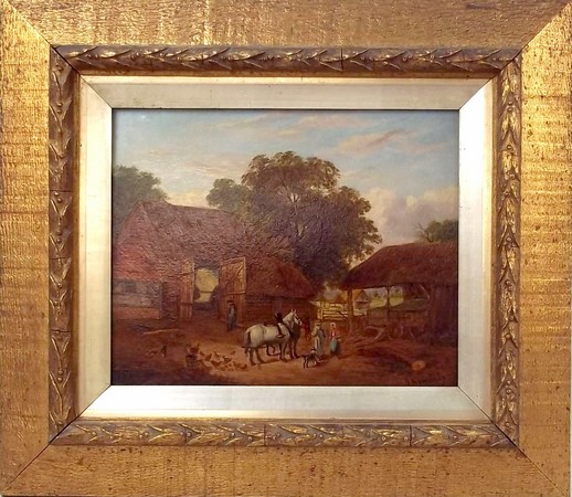 J. Kennedy (19th century): Farmyard scene, oil on board, signed lower right, 20 by 24.5cm.