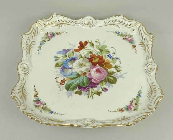 A French porcelain musical dish labelled to the base 'Au Nain Bleu, F. Chauviere, Boul des