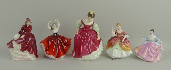A group of Royal Doulton porcelain figures, comprising; Rebecca HN3414, Christine HN3269, Karen