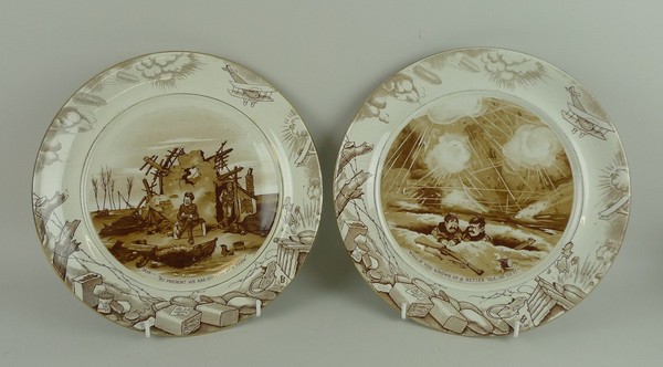 A pair of Grimwades, Royal Winton, pottery 'Old Bill' plates by Bruce Bairnsfather, depicting '