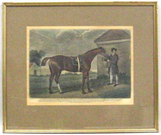 After George Stubbs (1704-1806): a coloured engraving depicting racehorse 'Eclipse', published