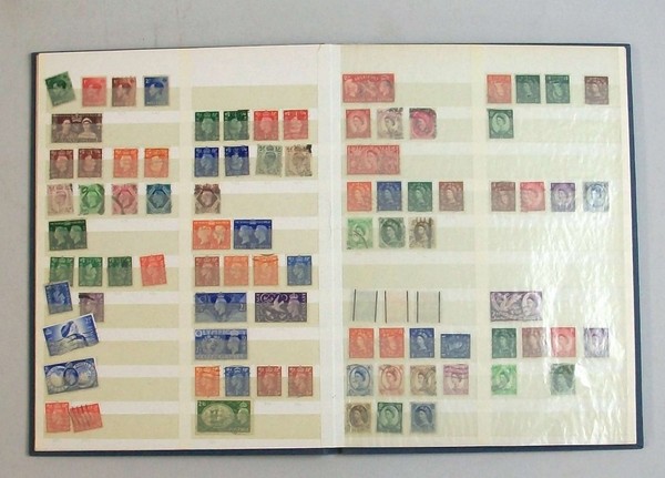 Philatelic: a quantity of Victorian and later GB stamps in stock albums, including 1d reds, 2d blue,