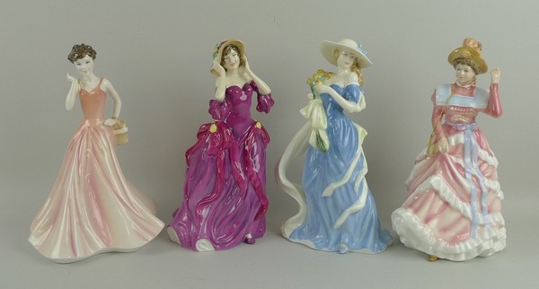 A group of Royal Doulton porcelain figures, comprising Summer HN4271, Sharon HN3603, Autumn HN4272