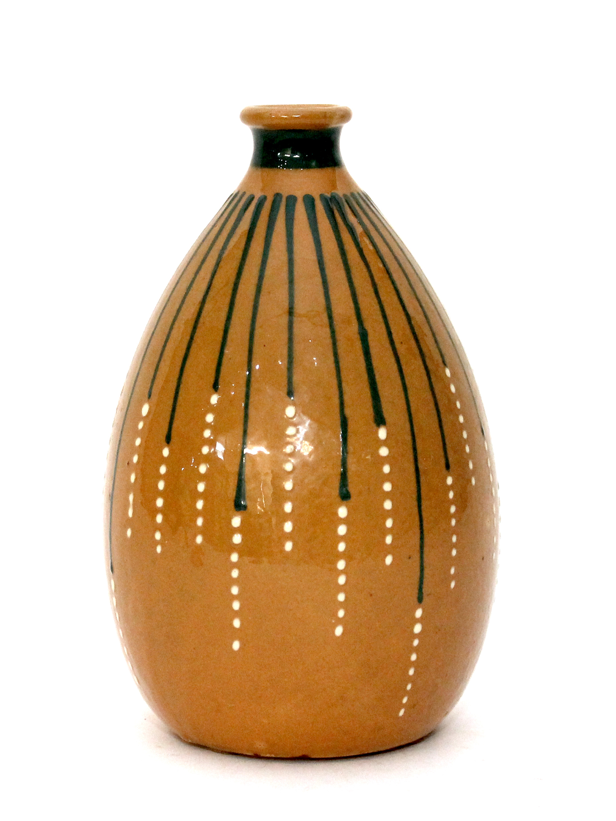 A Francis Jourdain (1876-1958) glazed ceramic vase circa 1930, with vertical decoration signed