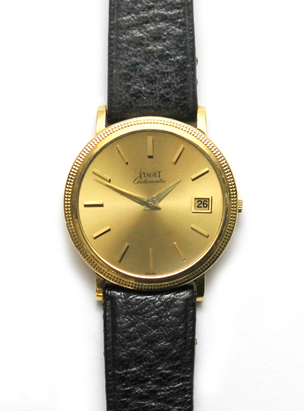 A gentleman's 18ct gold circular cased Piaget Automatic wristwatch, the singed circular gilt dial