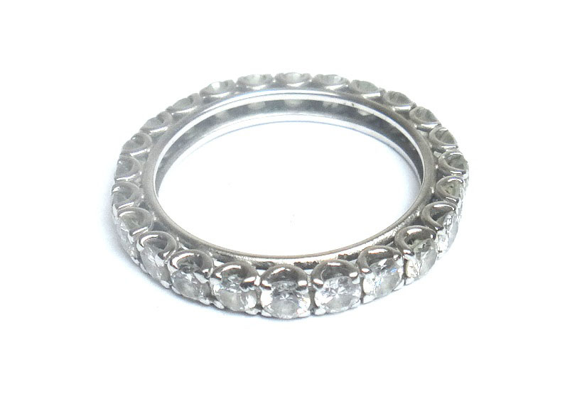 A diamond set full eternity ring, mounted with circular cut diamonds, ring size O.