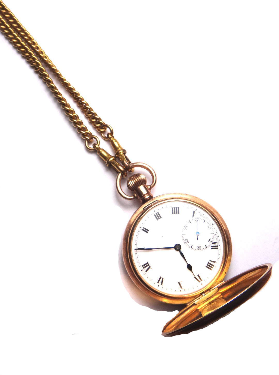 A gentleman's gilt metal cased, keyless wind, hunting cased pocket watch, with a jeweled Swiss lever