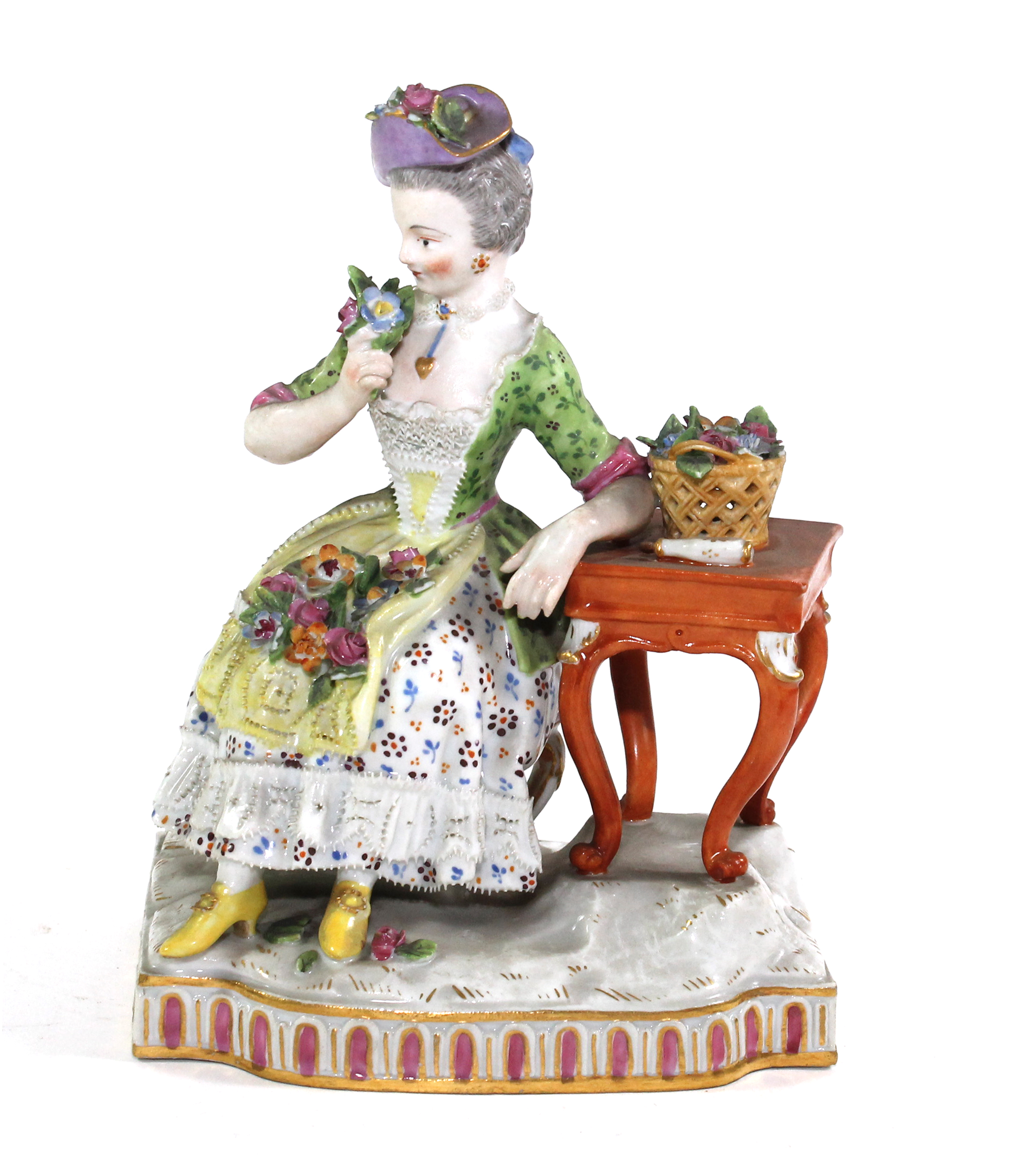 A Meissen porcelain figure emblematic of Smell from a set of Senses, late 19th century, modelled