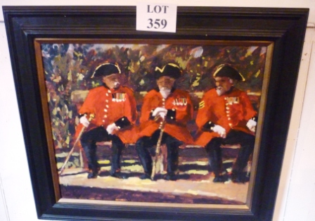 Gary Bunt - A framed oil on canvas 'Chelsea Pensioners' signed and dated 2003 est: £500-£700