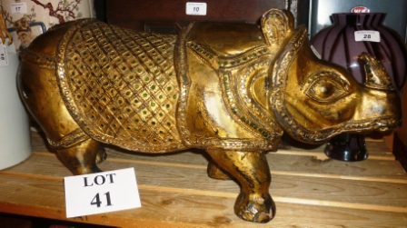 A large decorative gilt Rhino est: £20-£40