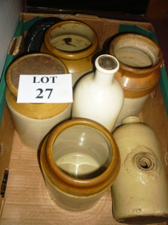 A collection of old stoneware bottles and hot water bottles etc est: £20-£40 (A4)