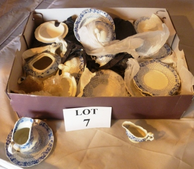 A 19c blue and white china child's dinner set of approx. 50 plus pieces including tureens, also