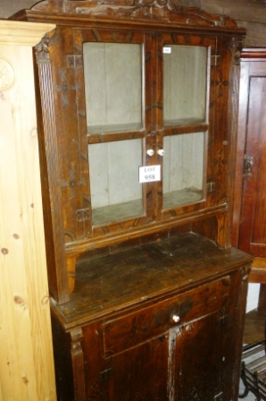 A 19c continental country dresser with stumble glazing to drawer and doors est: £200-£300