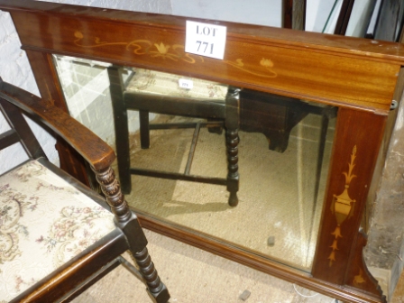 An Art Nouveau mirror decorated with inlay est: £20-£40