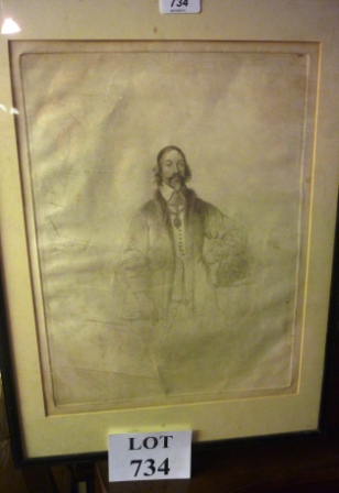 A framed and glazed 19c black and white print of a French Nobleman est: £20-£30