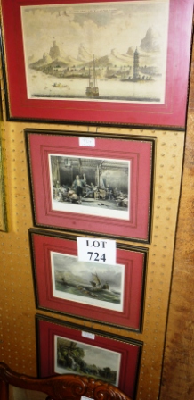 A group of four framed and glazed coloured prints/engravings Chinese scenes to include Termination