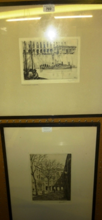 Three framed and glazed black and white sketches by Graham Culvered to include 'Fish Quay -