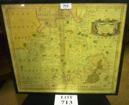 A framed and glazed map of Worcestershire by Robert Morden est: £20-£40