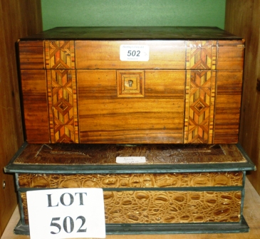 A 19c inlaid jewellery box and one other box est: £40-£60 (F4)