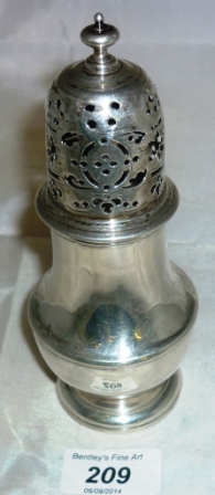 A Georgian silver sugar caster indistinct marks est: £150-£200