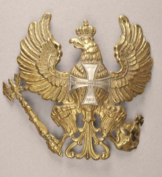 Prussia  Mist of spiked helmet, team, Landwehr-Dragoner.  Stamped, gilded and silvered.