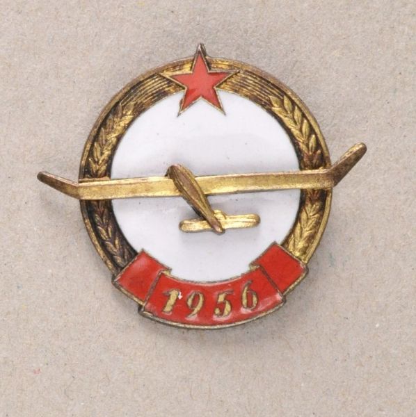 China  Gilder pilot badge 1956.  Gilded, partly enameled, on needle.  Condition: II    Starting