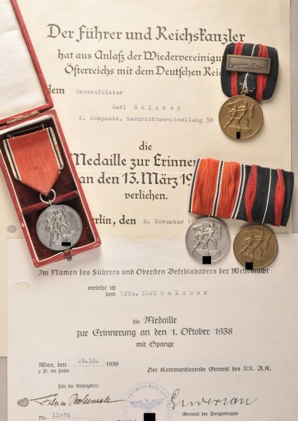 Germany (1933-1945)  Property of corporal Karl Guldner of department for new, 38.  1.) medal of 13th