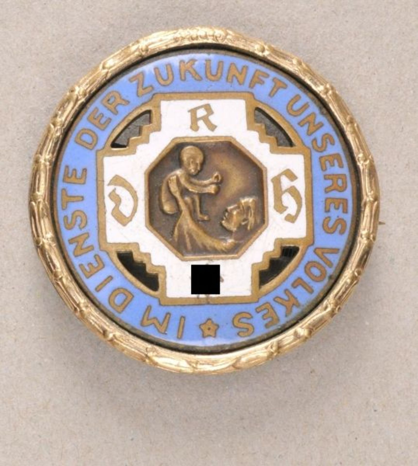 Germany (1933-1945)  Midwifes Broach - Special Grade.  Brass, partially enamelled, gold doubled