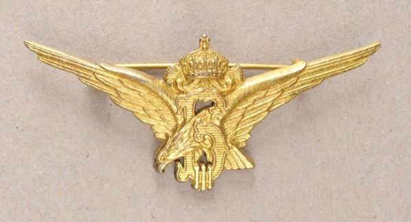 Bulgaria  Badge of airmanship.  Silver gilded, hallmarked, on needle.  Condition: II    Starting