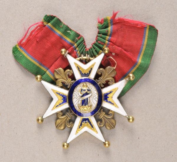 Spain  Royal order Karl III..  Enameled, on incorrect piece of ribbon.  Condition: II-    Starting
