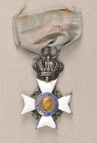 Greece  Royal Reedemer Order, 1. model (1833-1863), knights cross.  Silver, partially enamelled,