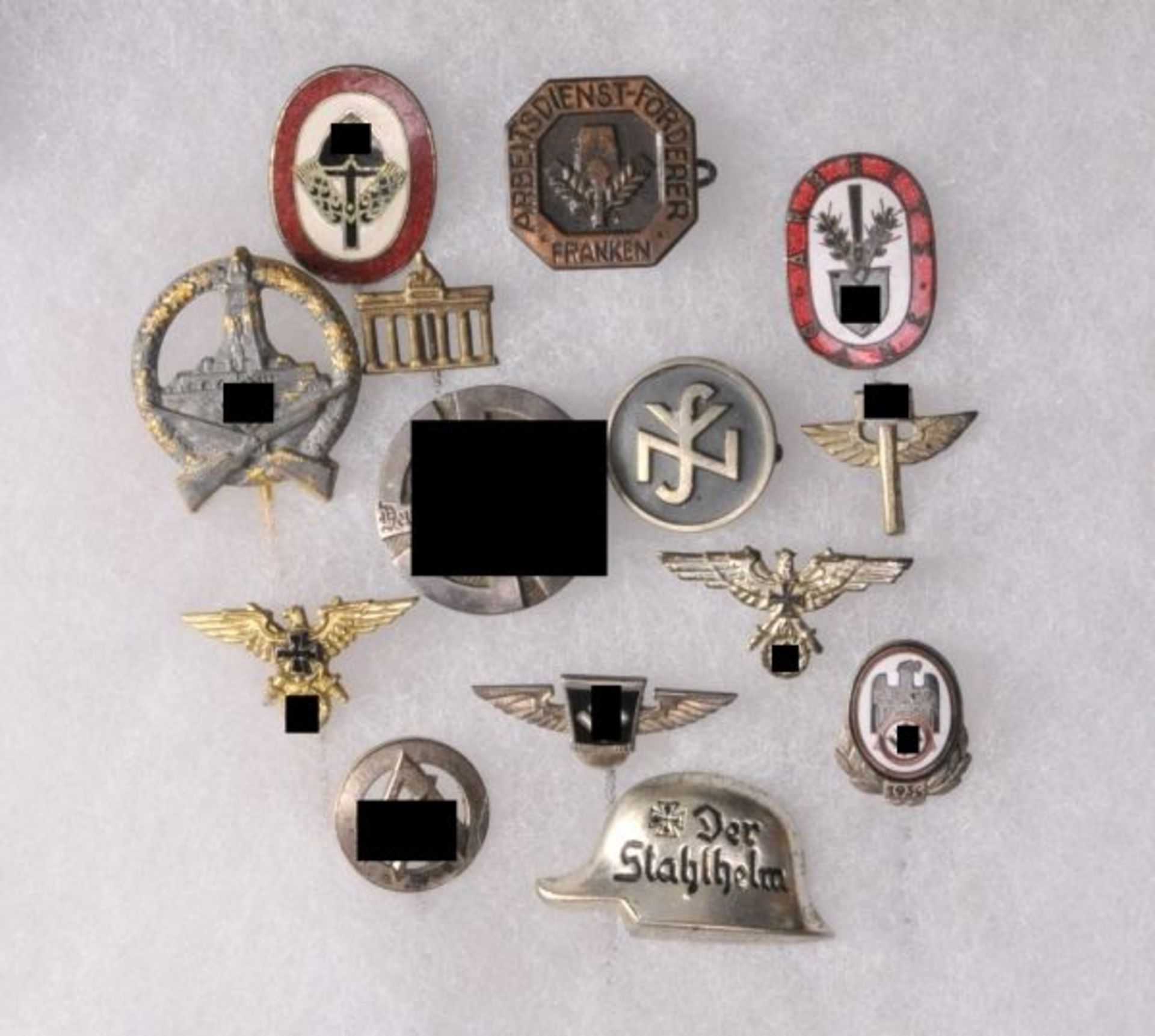Germany (1933-1945)  Lot needles and small decorations.  Partly enameled.  Condition: II    Starting