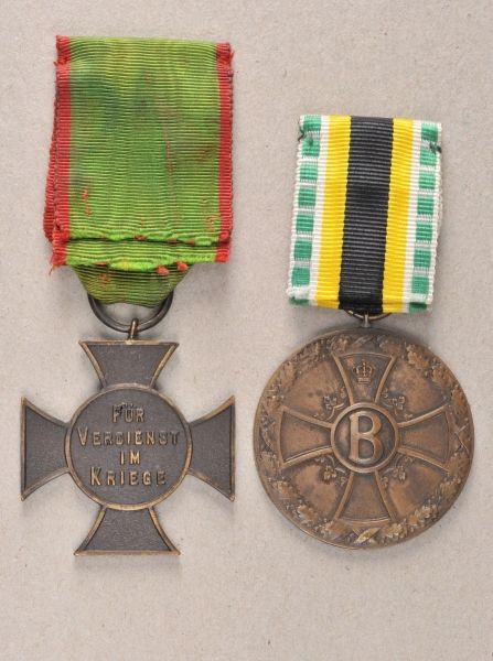 Anhalt  Lot of two decorations  1.) Friedrich-Cross; 2.) Sax-Meiningen: Medal for war marid; each on